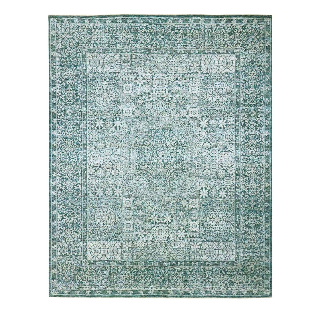 8'x10'1" Turkish Blue Pre Historic Mamluk Design Hand Knotted Wool Rug: 8'x10'1" Turkish Blue Pre Historic Mamluk Design Hand Knotted Wool Rug Experience the rich history and beauty of the Mamluk era with this stunning 8'x10' Turkish Blue Pre Historic Hand Knotted Wool