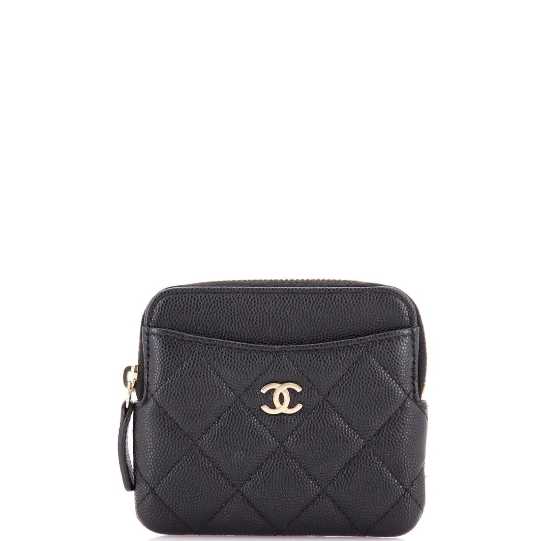 Chanel Caviar quilted card wallet around square zip holder. (1 of 6)