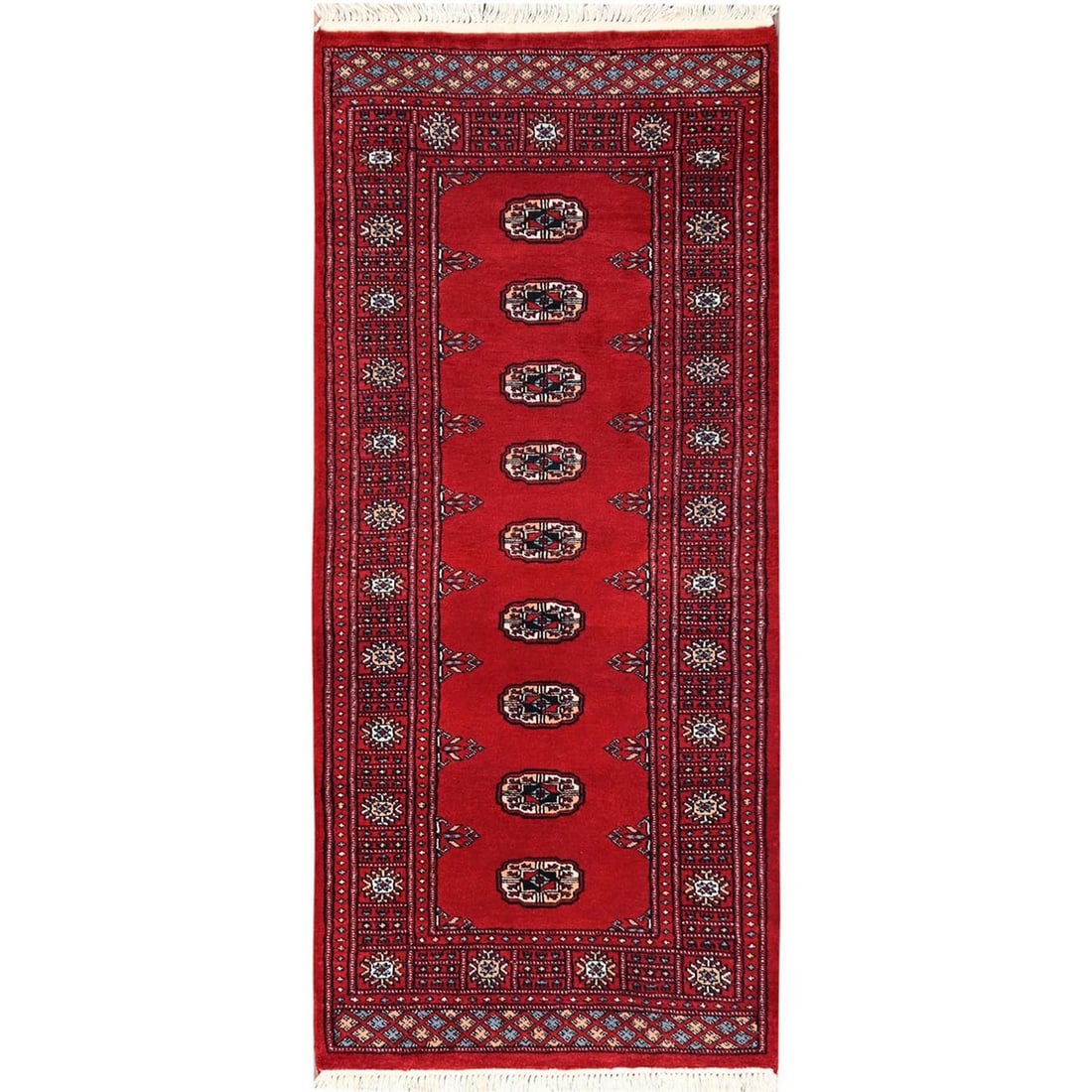2'7"x6' Red Princess Bokara Tribal Medallions Rug Wool Hand Knotted Runner (1 of 7)