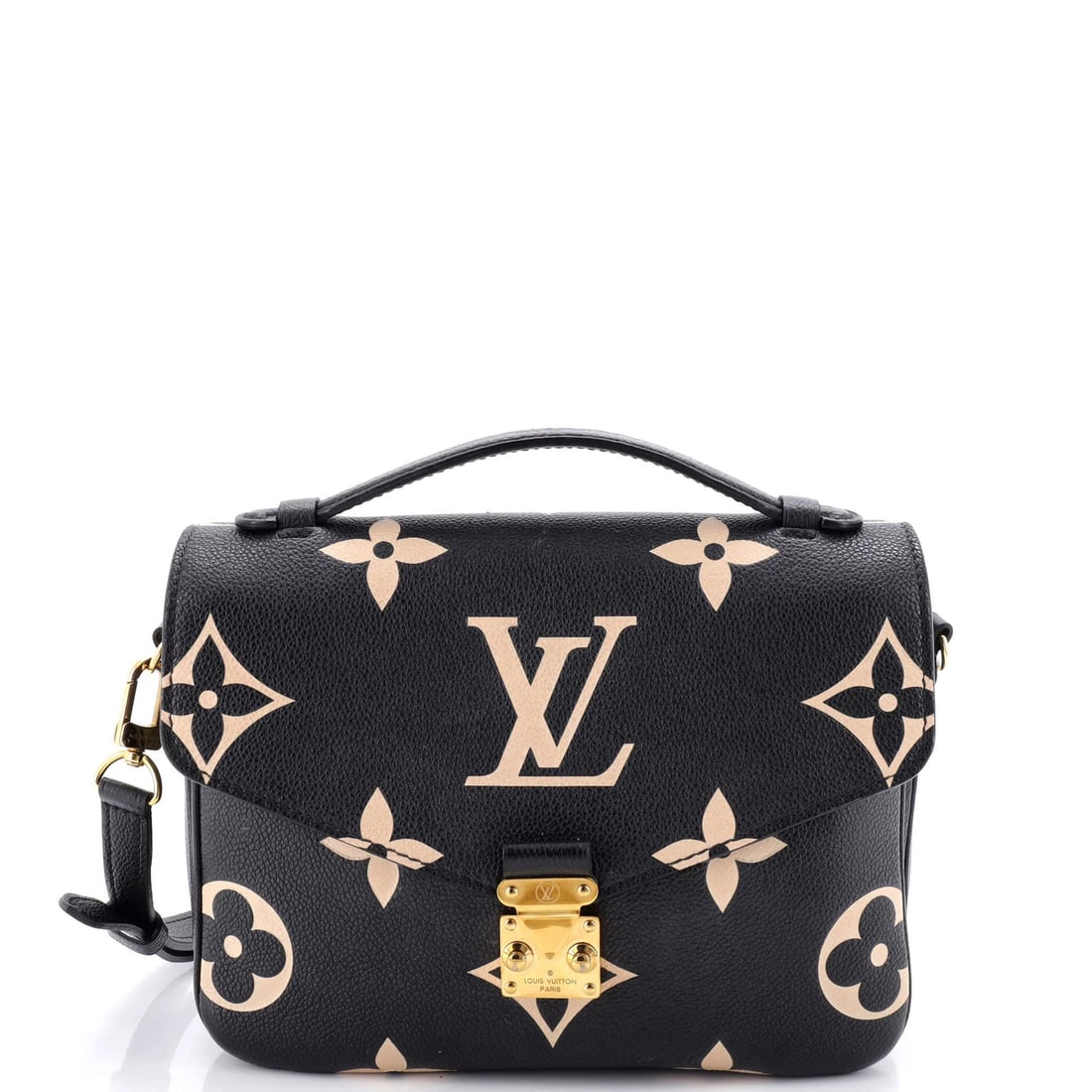 Louis Vuitton Monogram Empreinte Pochette Giant: Louis Vuitton Monogram Empreinte Pochette Giant The iconic Louis Vuitton Monogram Empreinte Giant Pochette is a stylish and spacious cross-body bag, boasting the brand's signature black leather exteri