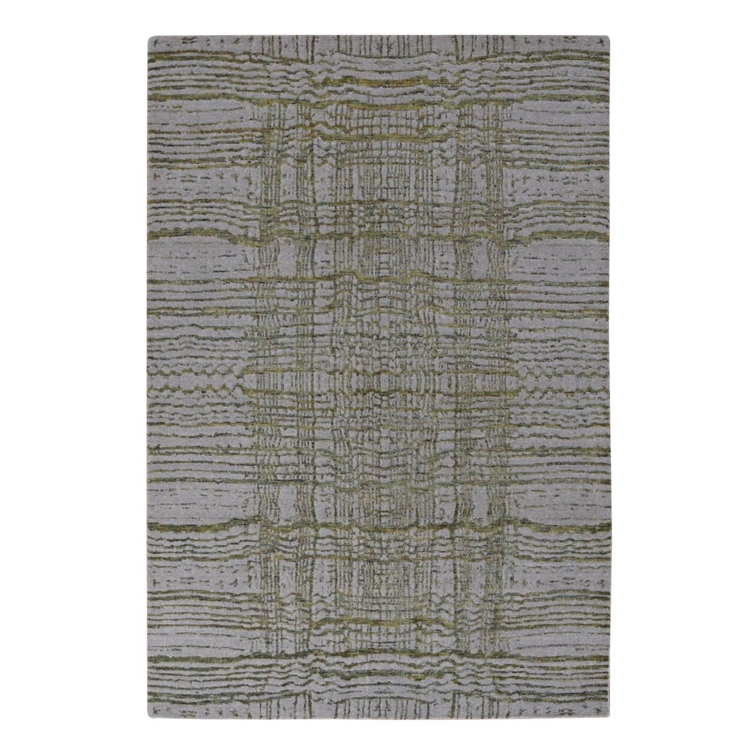 6'x8'9" Goose Gray Modern Fine Jacquard Hand Loomed Wool and Art Silk Rug (1 of 11)