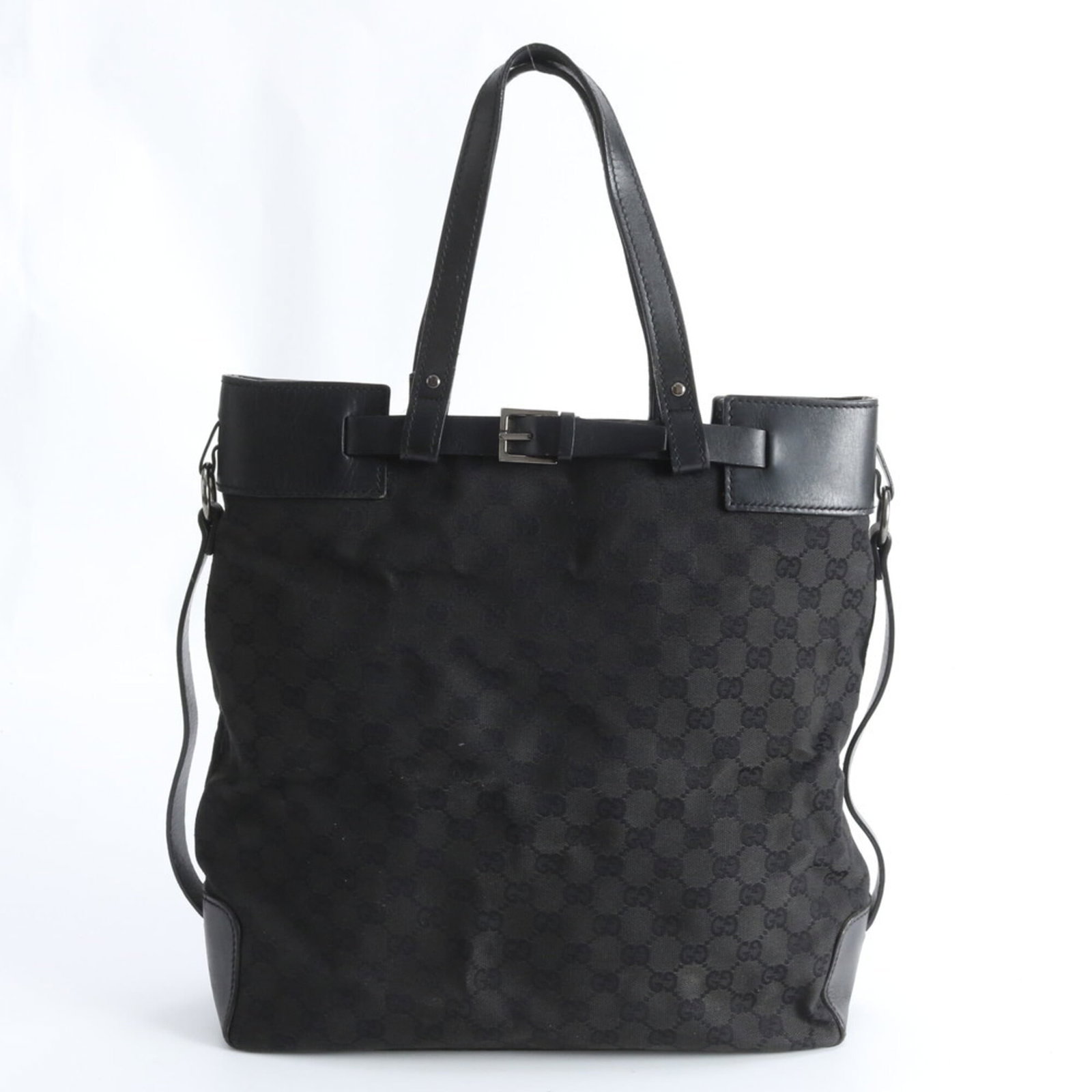 Gucci Handbag, Tote Bag Gg Canvas, Leather: Gucci Handbag, Tote Bag Gg Canvas, Leather A sleek and sophisticated Gucci tote bag, crafted from durable Gg Canvas and premium leather, boasts a timeless black hue that exudes effortless elegance. Wi