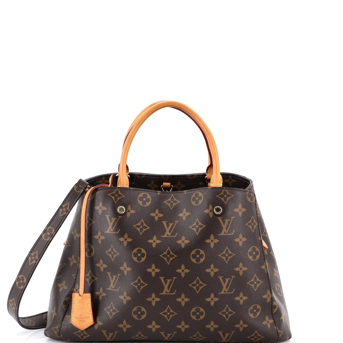Louis Vuitton Montaigne Handbag Monogram Canvas MM: Louis Vuitton Montaigne Handbag Monogram Canvas MM A timeless classic, the Louis Vuitton Montaigne Handbag Monogram Canvas MM exudes elegance with its iconic monogram pattern and rich brown color. Cra