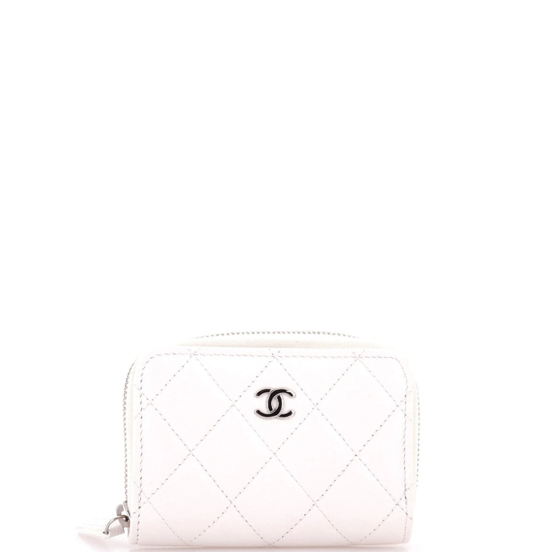 Chanel CC Zip Coin Purse Quilted Caviar Small: Chanel CC Zip Coin Purse Quilted Caviar Small Elevate your everyday style with the iconic Chanel CC Zip Coin Purse Quilted Caviar Small, boasting sleek quilted design and timeless white leather exteri