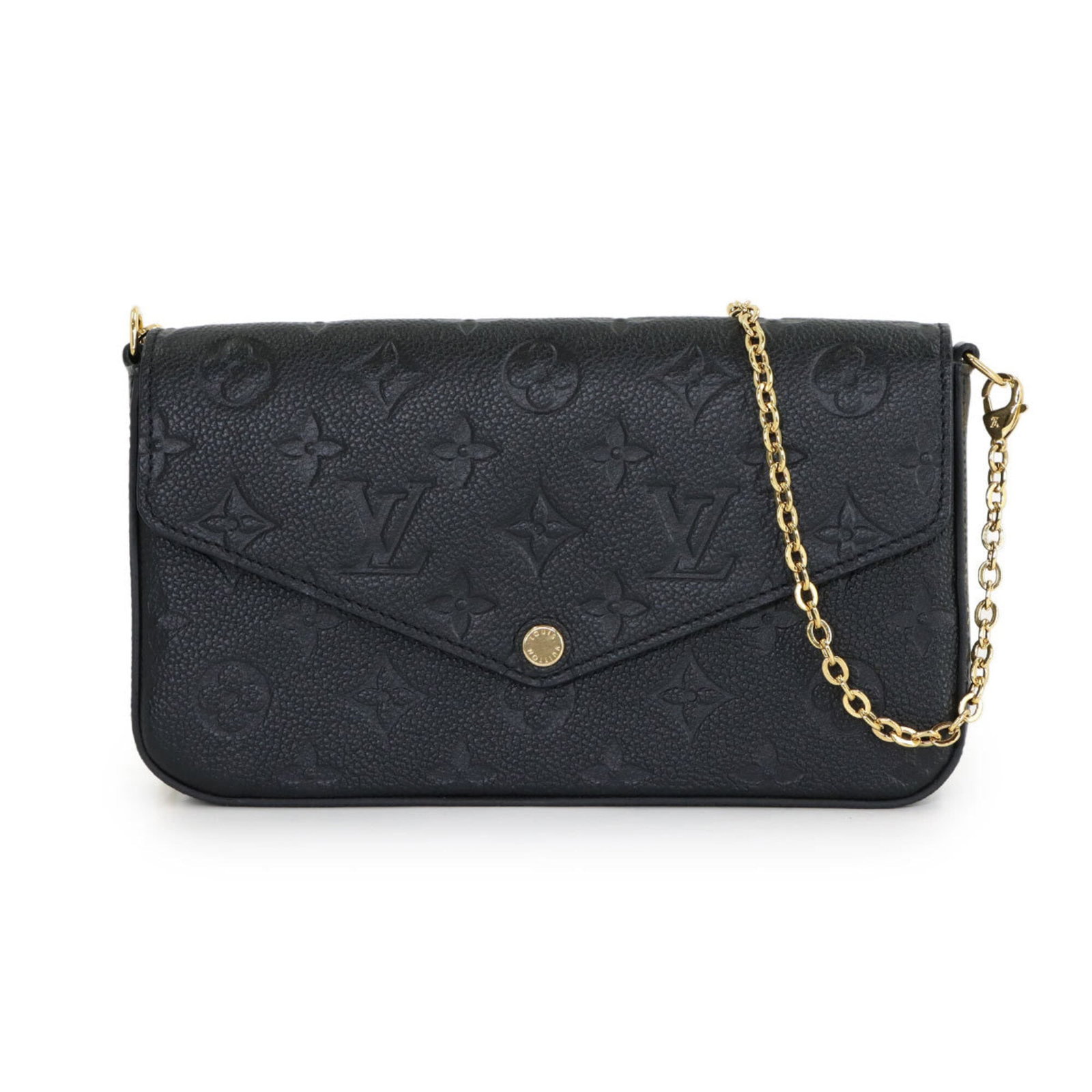 Louis Vuitton Pochette Monogram Empreinte: Louis Vuitton Pochette Monogram Empreinte Experience the timeless elegance of Louis Vuitton with this stunning Pochette Monogram Empreinte. Crafted from rich, dark leather and adorned with iconic mono
