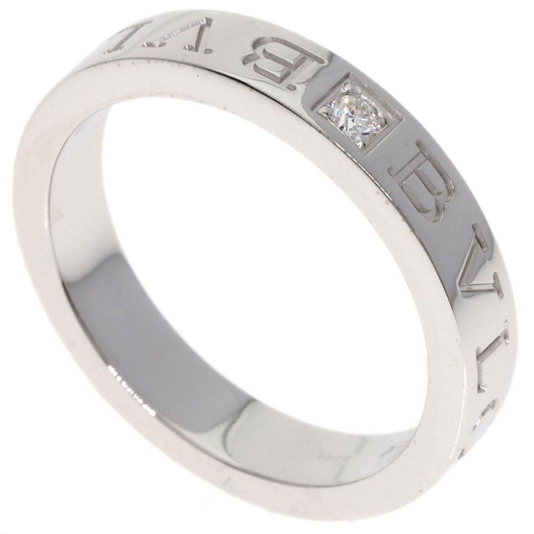BVLGARI Double Logo 1P Diamond Ring K18 White Gold (1 of 8)