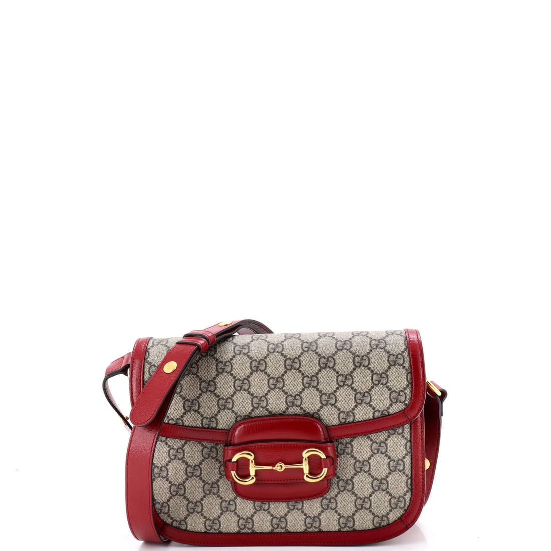 Gucci GG Coated Canvas small leather shoulder bag: Gucci GG Coated Canvas small leather shoulder bag Experience the iconic Gucci Horsebit 1955 style in a vibrant red canvas coated exterior, perfectly balanced by neutral microfiber interior and gold ha