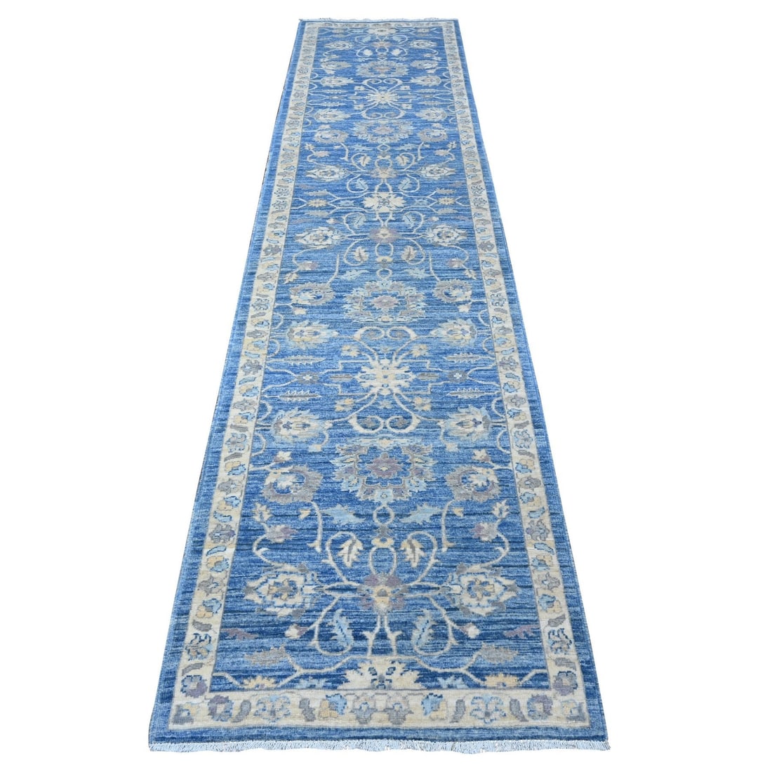 2'7"x11'8" True Blue Hand Knotted Wool Mahal All Over Design Runner Rug (1 of 6)