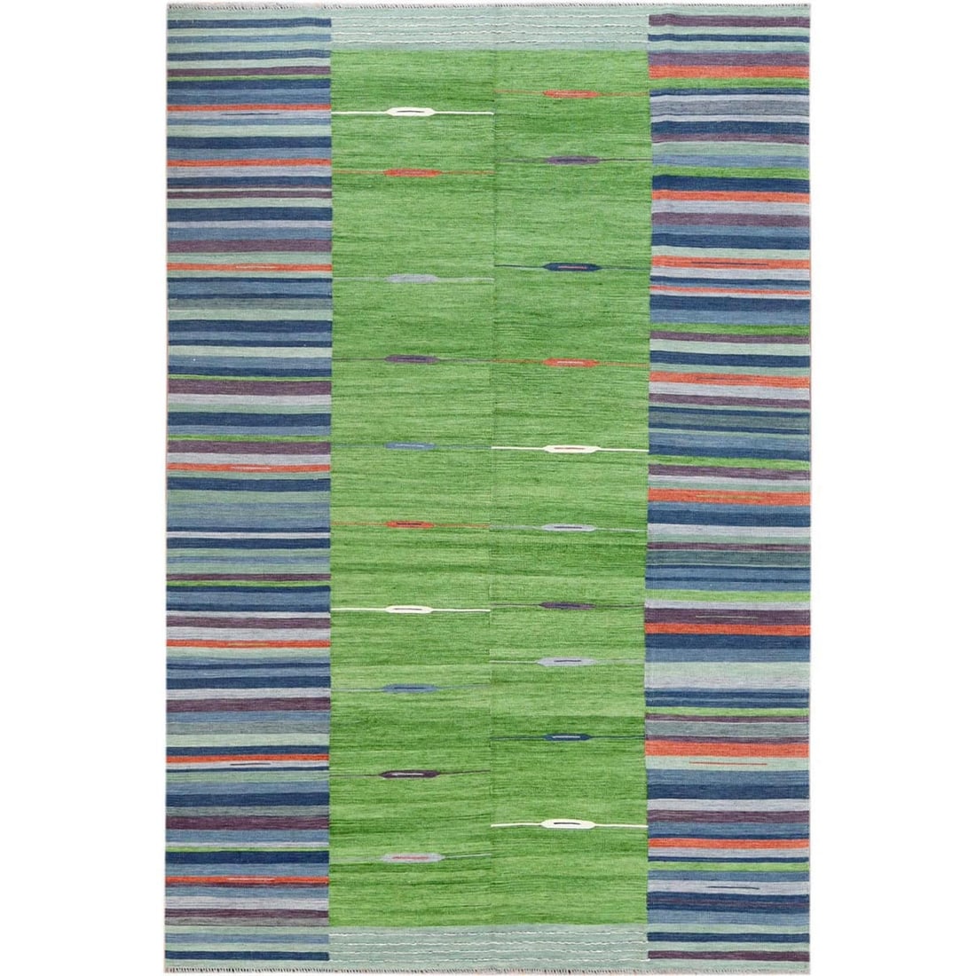 6'2"x9'2" Flat Weave Kilim Pure Stripe Design Hand Woven Reversible Rug (1 of 6)