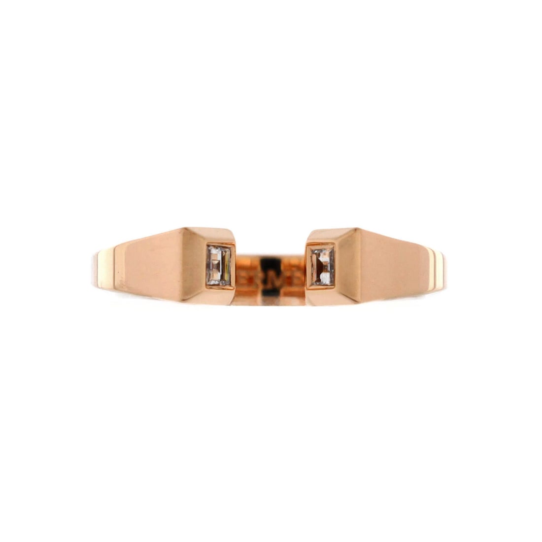 Hermes 18k rose gold ring with diamonds and clou de forge. (1 of 3)