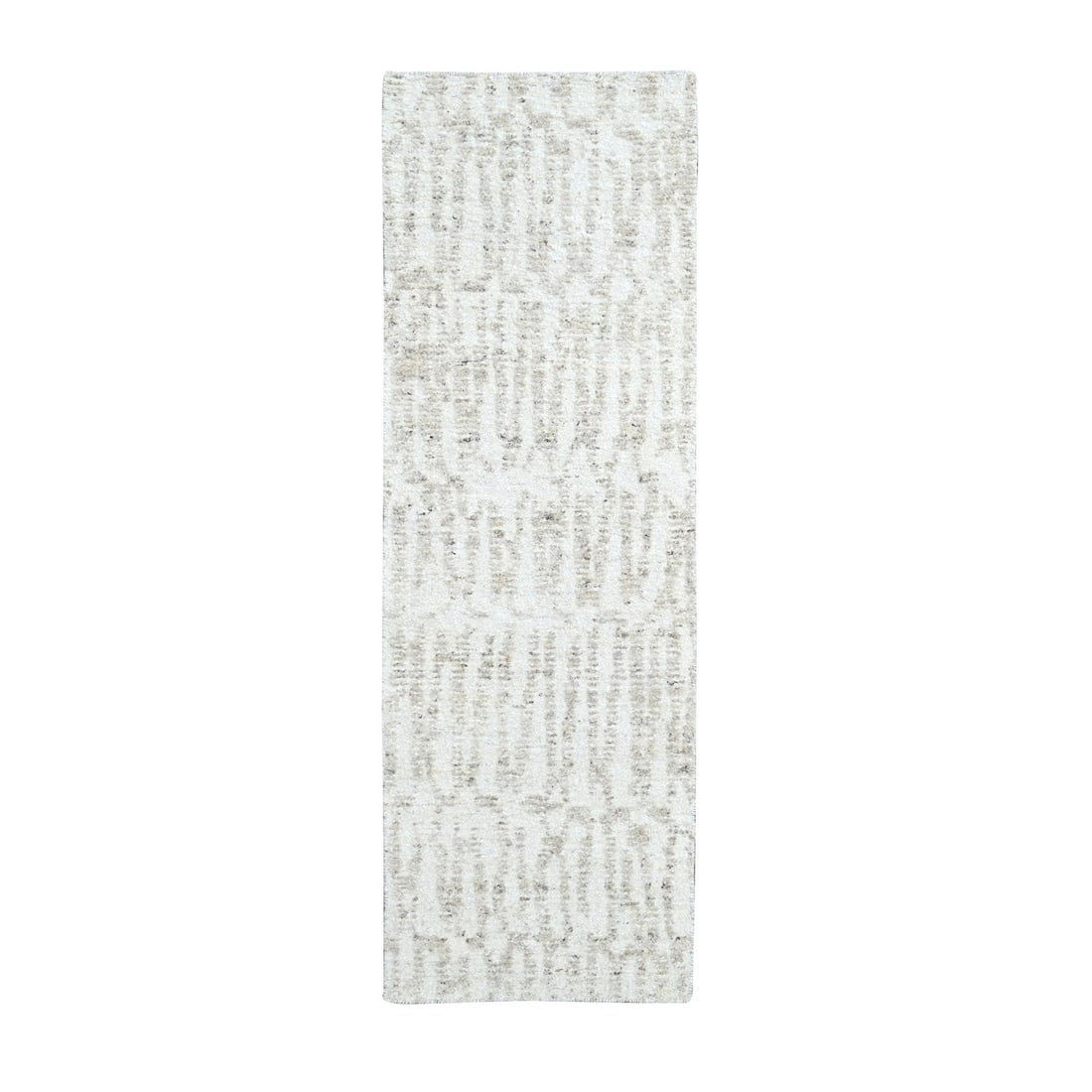 2'6"x7'9" Ivory Minimalist Swedish Design Hand Knotted Wool Runner Rug (1 of 8)