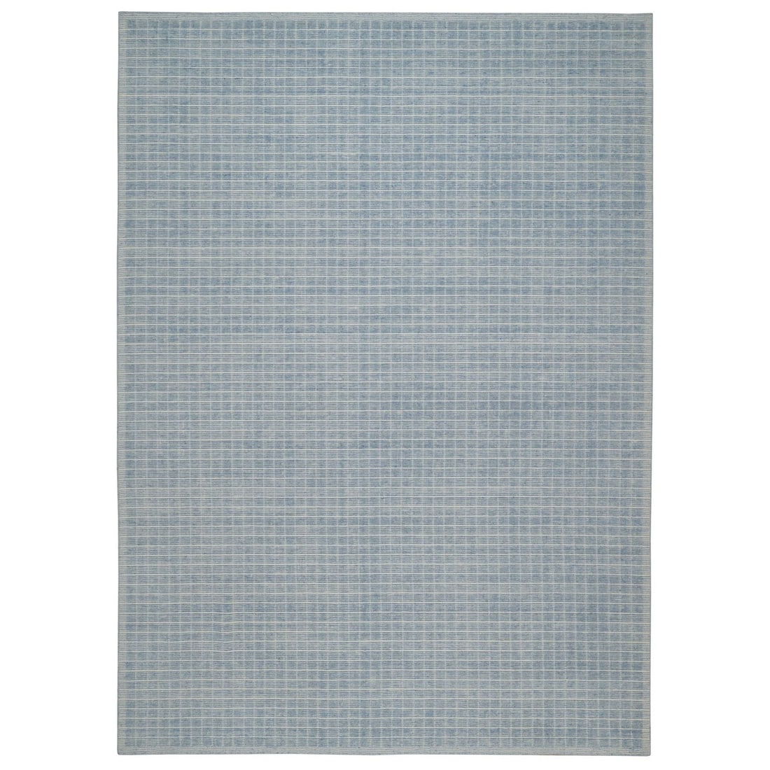 10'1"x14' Blue Modern Plain Decor Box Design Pure Wool Loomed Knotted Rug: 10'1"x14' Blue Modern Plain Decor Box Design Pure Wool Loomed Knotted Rug Experience the beauty of traditional Indian design in modern simplicity with this stunning 10'1"x14' blue wool rug, hand