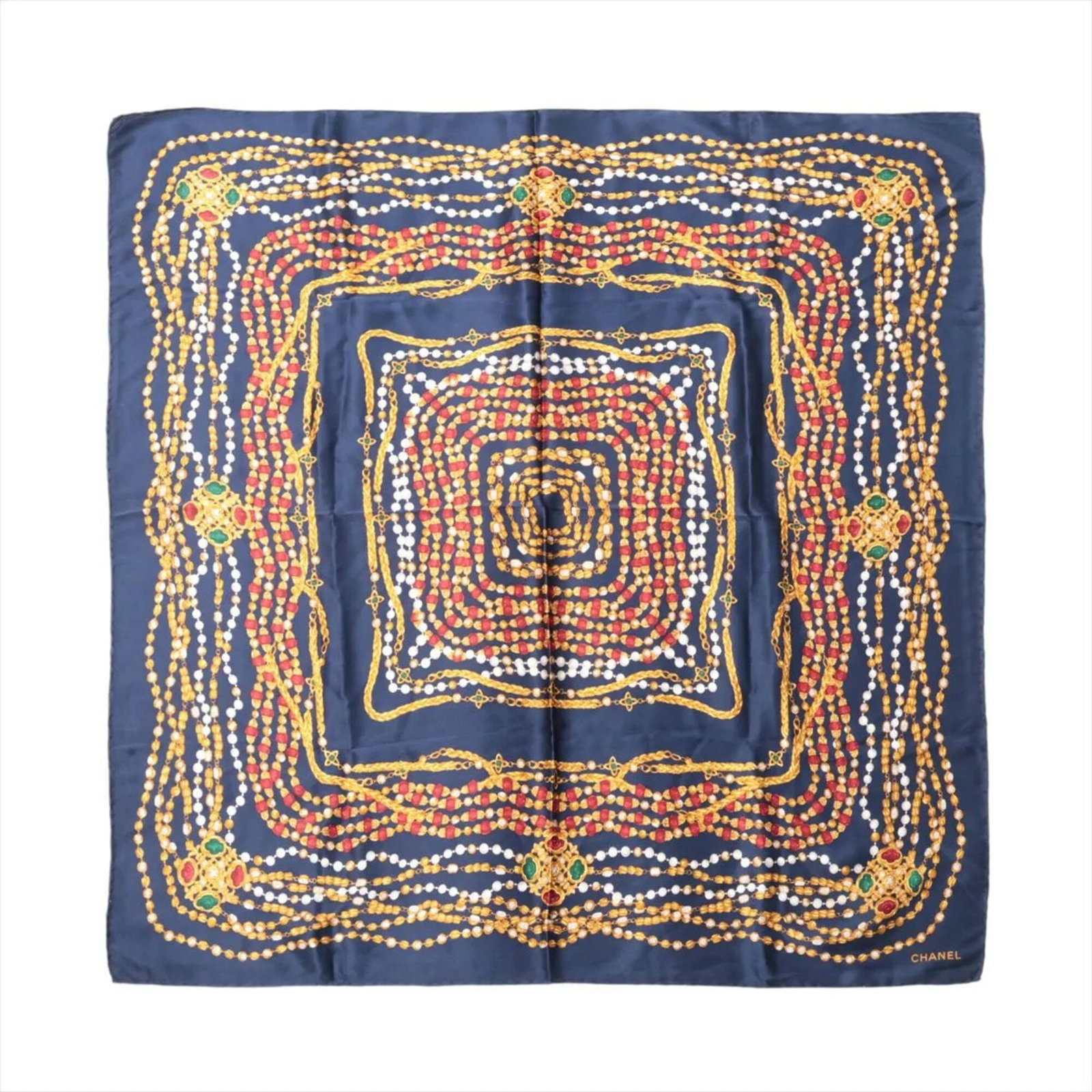 Chanel is a scarf: Chanel is a scarf A pre-owned Chanel navy blue scarf, boasting the iconic interlocking CC logo, adds a touch of timeless elegance to any outfit. With its classic 89cm x 85cm dimensions and soft, worn-