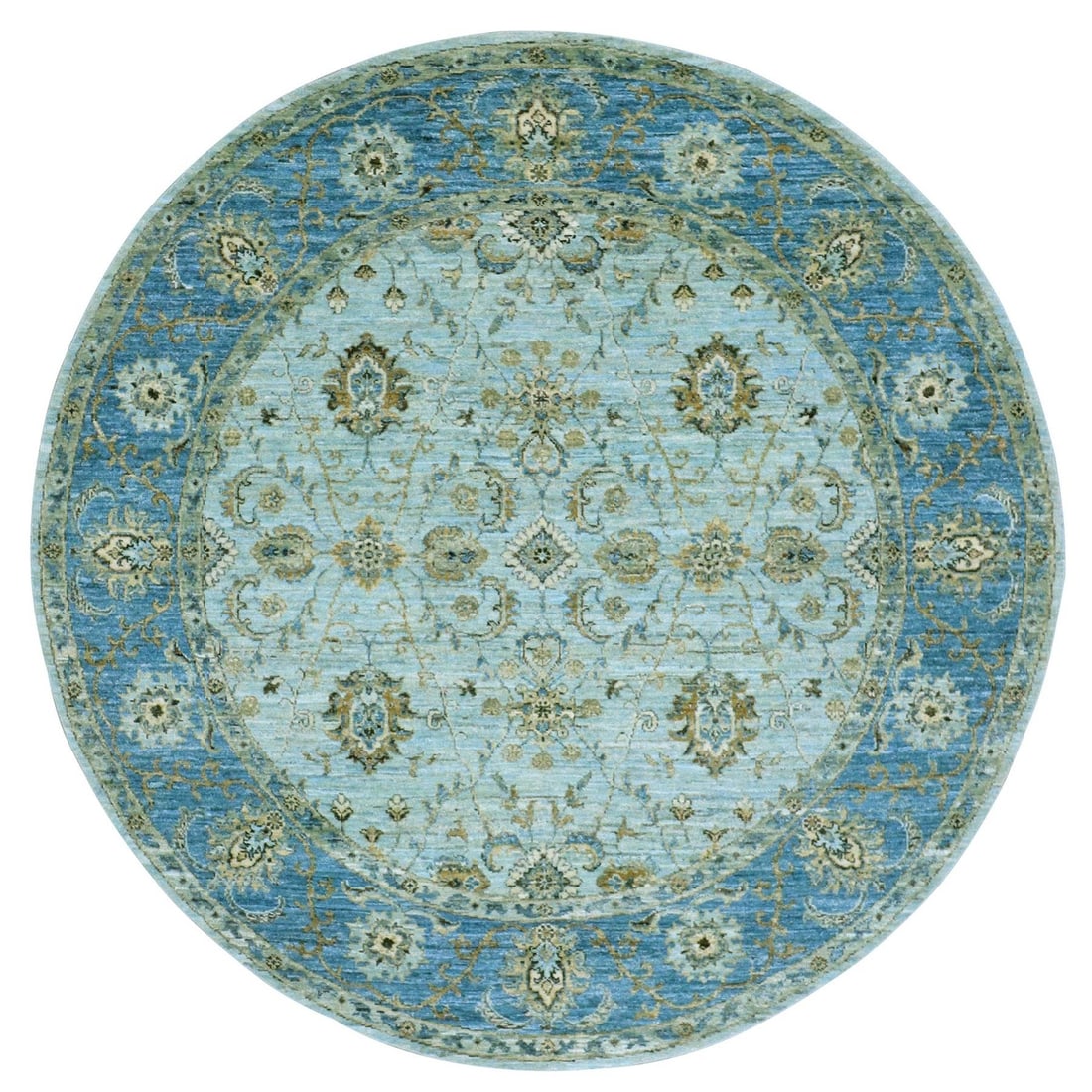 6'x6' Beau Blue Shah Abbas Pattern Hand Knotted Wool Round Oriental Rug (1 of 7)