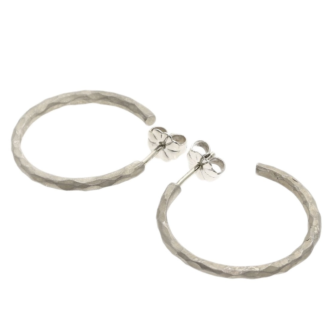 TIFFANY&Co. Hammered Hammer Hoop earring Silver (1 of 7)