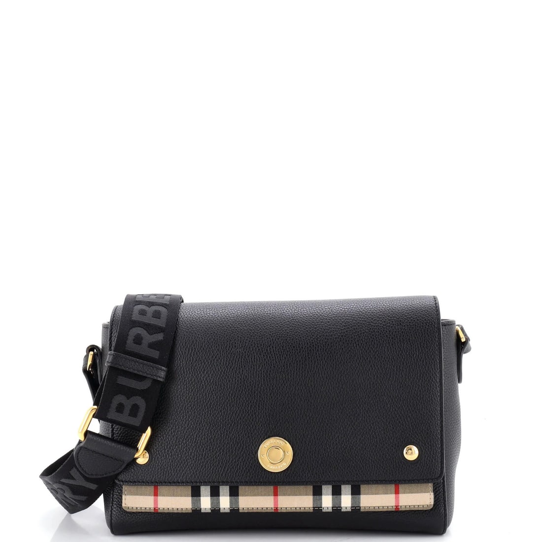 Medium leather canvas bag with vintage check crossbody bag. (1 of 6)