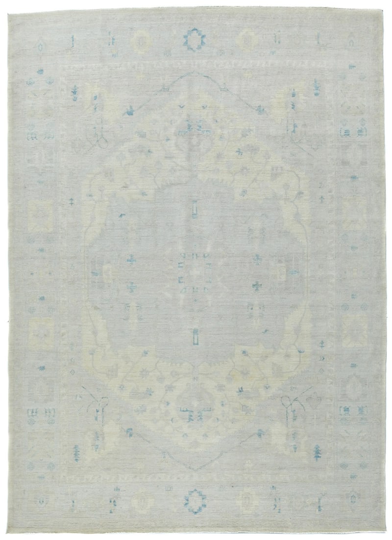 Extra Large Oushak Oriental Rug Muted Floral Style Handspun Wool Carpet 10X14 ft (1 of 13)