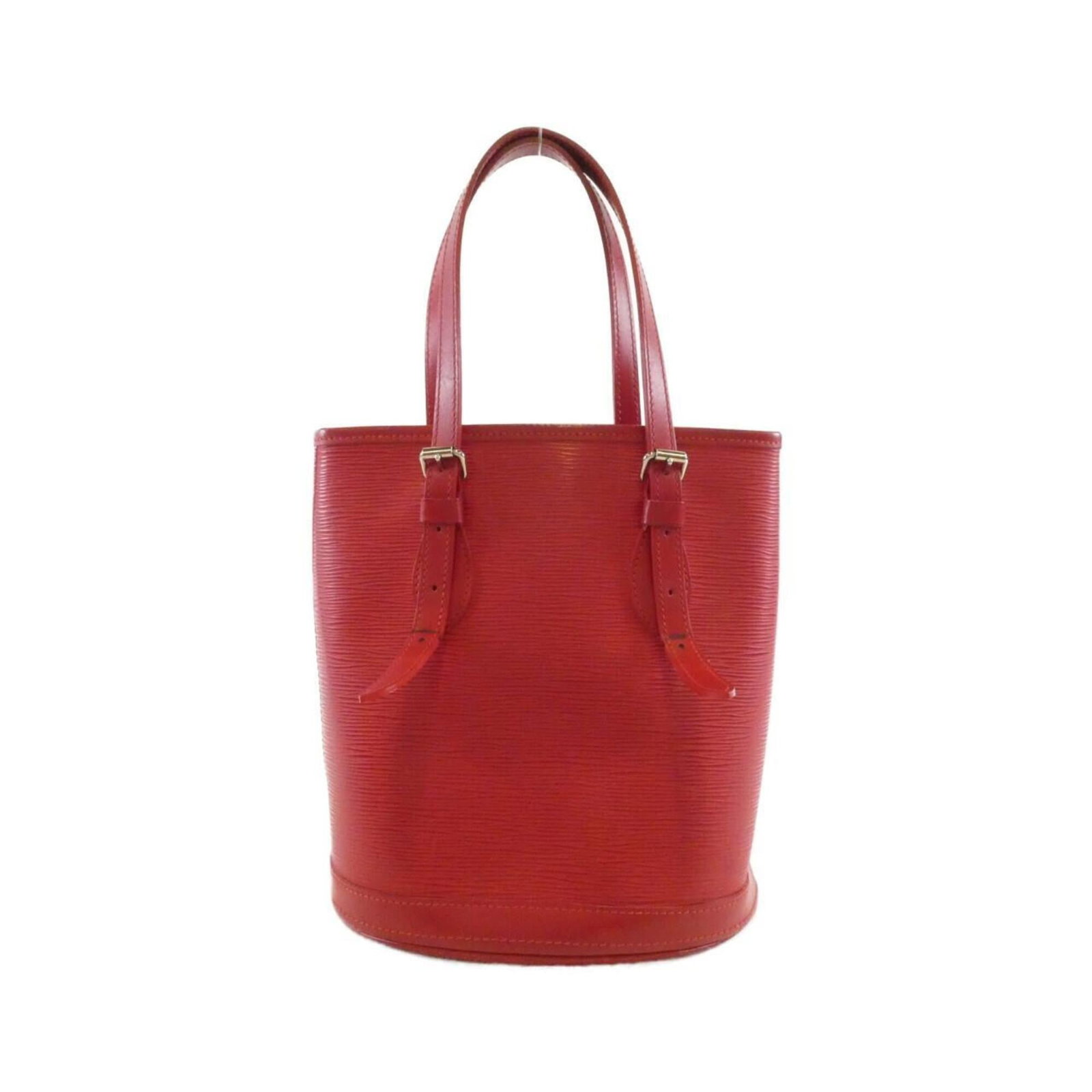 Louis Vuitton Leather Handbag: Louis Vuitton Leather Handbag A stunning Louis Vuitton leather handbag in classic Rouge, featuring premium calfskin that has developed a beautiful patina with age. With its timeless design and iconic