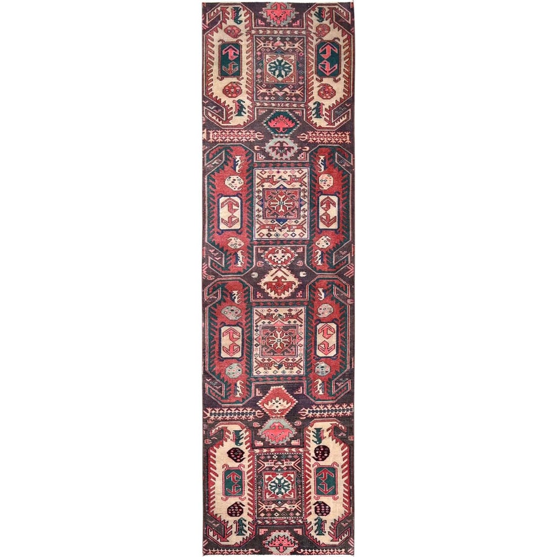 2'4"x9'5" Purple Vintage Northwest Zoroastrian Hand Knotted Wool Runner Rug (1 of 7)