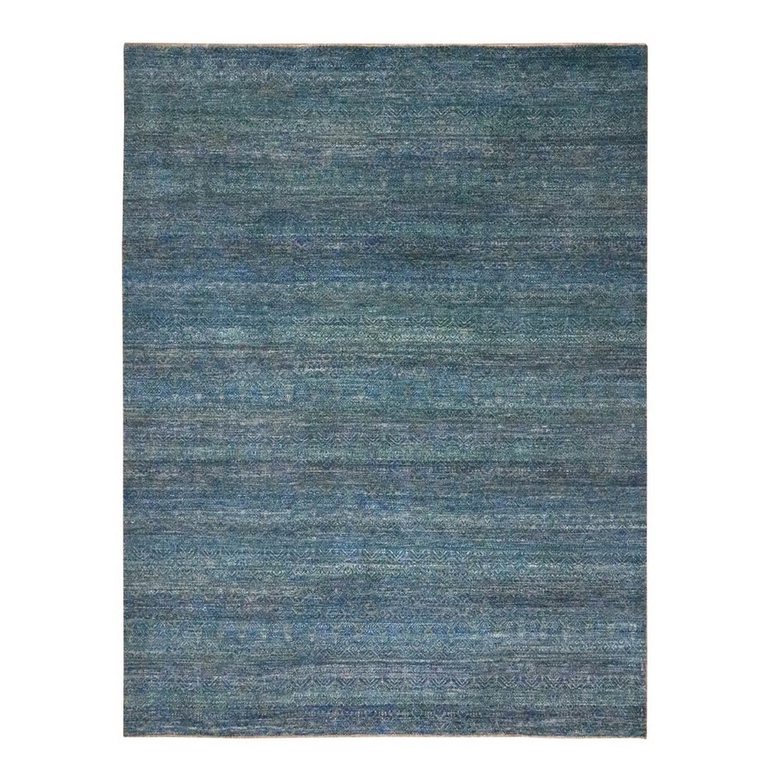 9'x11'10" Yale Blue Kohinoor Repetitive Design Hand Knotted Soft Wool Rug: 9'x11'10" Yale Blue Kohinoor Repetitive Design Hand Knotted Soft Wool Rug Experience the rich heritage of India with this stunning 9'x11'10" Yale Blue Kohinoor Repetitive Design Hand Knotted Soft Wool