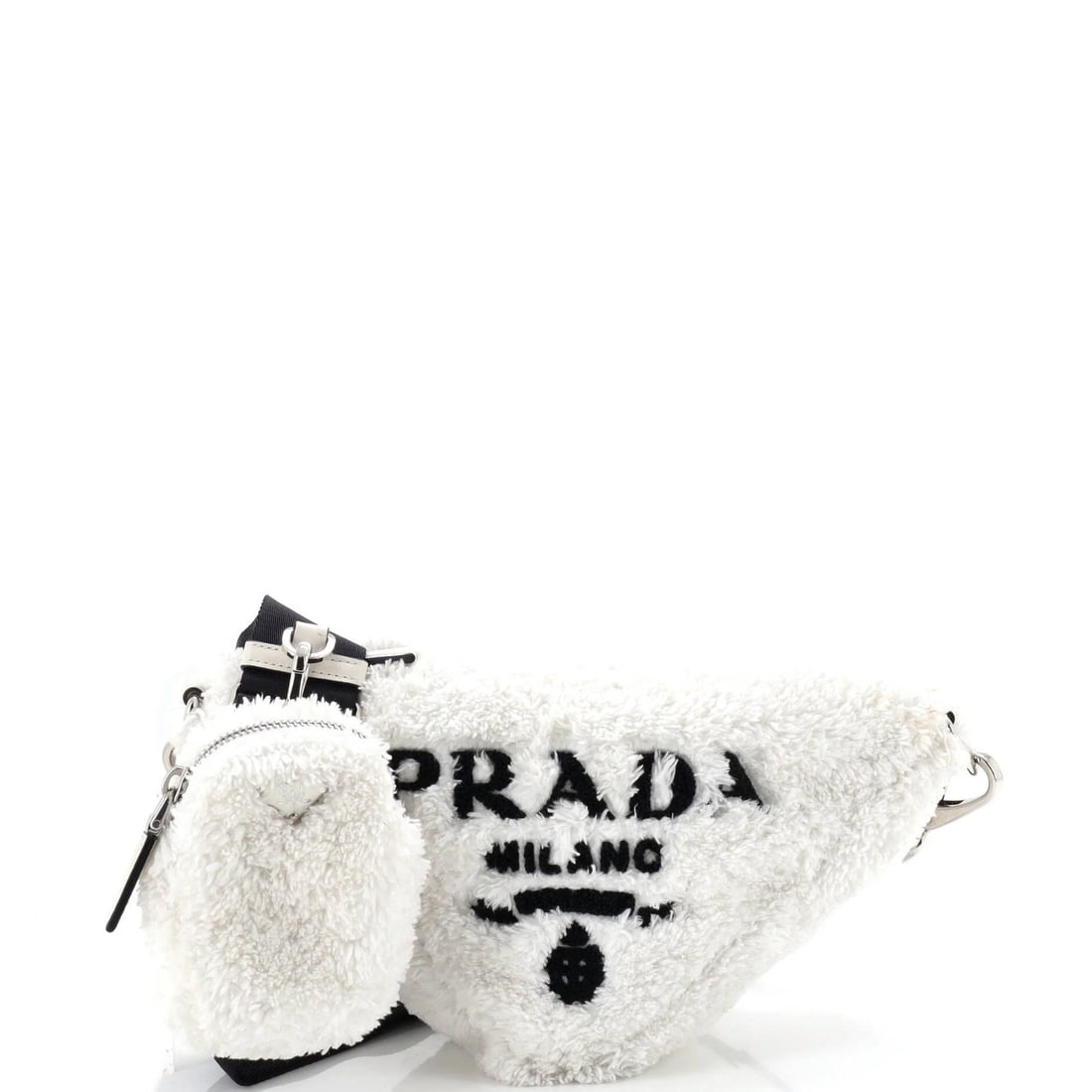 Prada Mini Crossbody Bag with Shearling and Triangle Logo. (1 of 5)