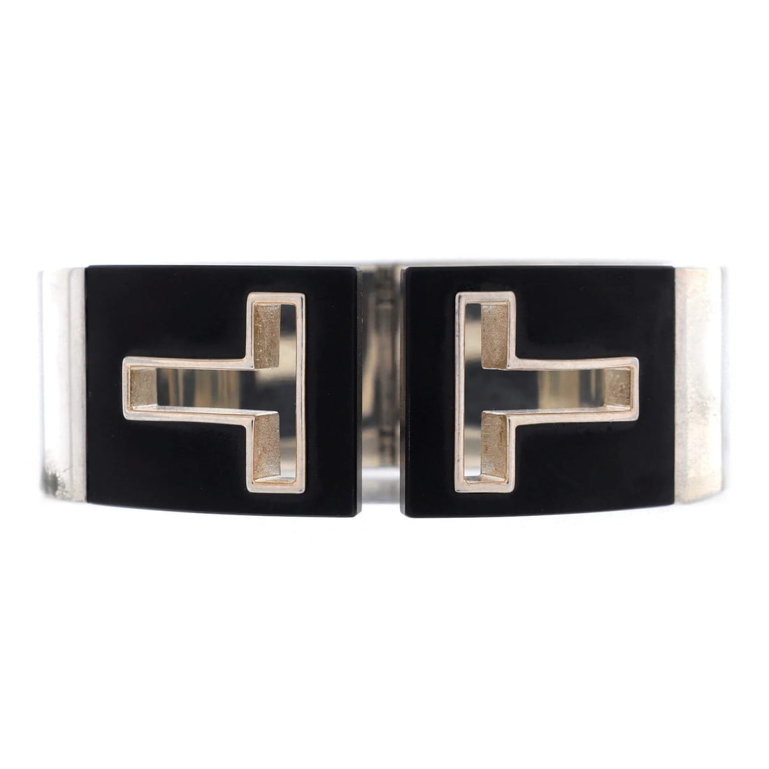 Tiffany & Co Sterling Silver and Ceramic T Cuff Bracelet Cut-Out (1 of 3)