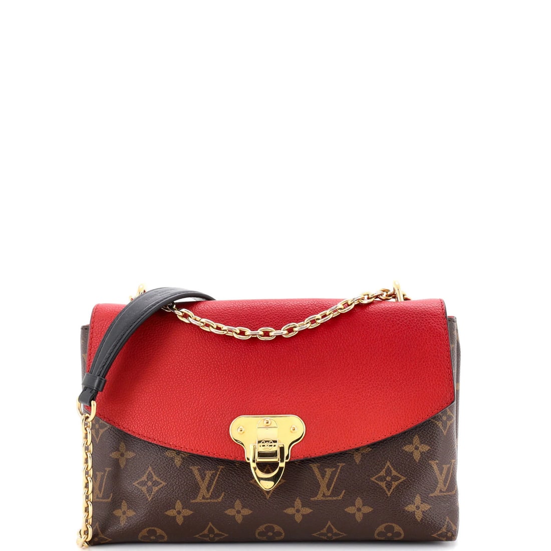 Louis Vuitton Saint Placide Handbag Monogram Canvas and Leather: Louis Vuitton Saint Placide Handbag Monogram Canvas and Leather Experience the iconic style of Louis Vuitton with this stunning Saint Placide handbag, boasting a vibrant red monogram canvas exterior