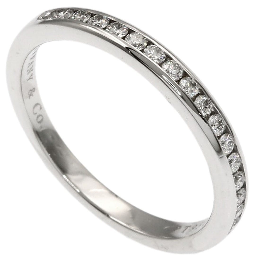 Tiffany Co platinum ring with diamond and half circle setting (1 of 9)