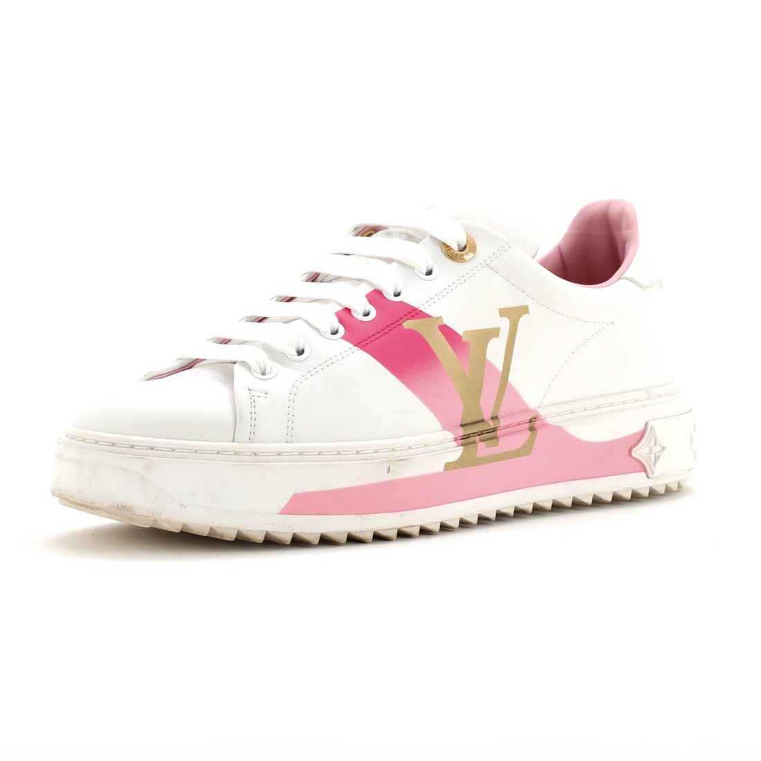 Louis Vuitton Women's Time Out Sneakers Wild at Heart Monogram Print Leather: Louis Vuitton Women's Time Out Sneakers Wild at Heart Monogram Print Leather Elevate your style with the iconic Louis Vuitton Women's Time Out Sneakers, boasting a bold Wild at Heart monogram print on