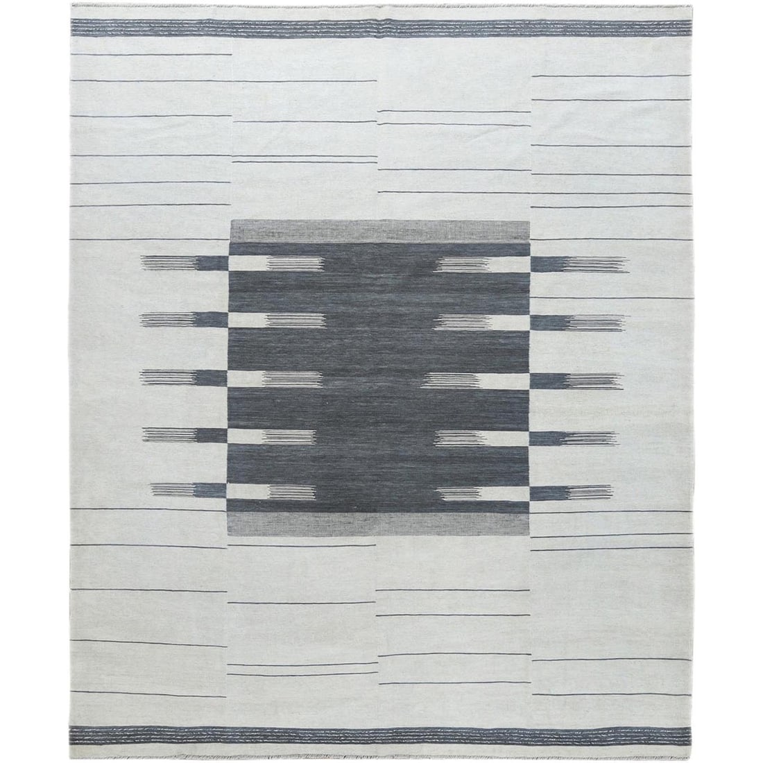 8'5"x 10'1" Flat Weave Kilim Hand Woven Avant-Garde Stripe Design Rug (1 of 6)
