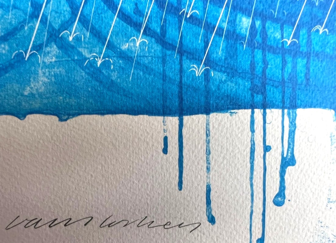 David Hockney lithograph numbered 'Rain - 8