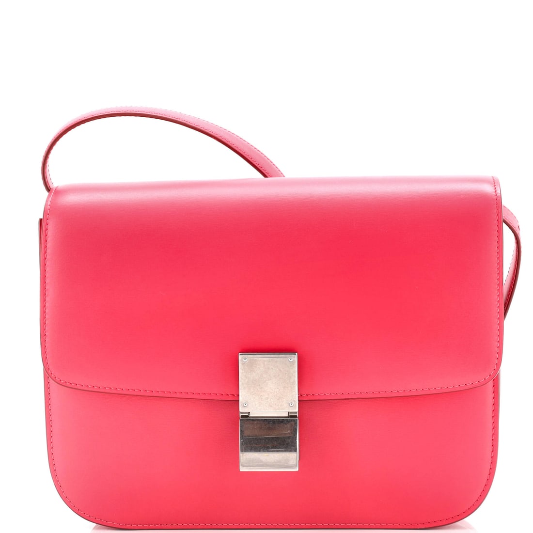 Celine classic medium smooth leather box bag: Celine classic medium smooth leather box bag Experience the timeless elegance of Celine's classic medium smooth leather box bag, boasting a chic pink hue that adds a pop of sophistication to any