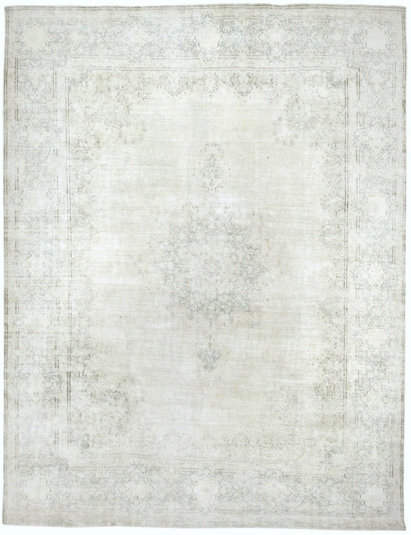 Antique handmade oriental rug carpet with distressed wool and floral style. (1 of 15)