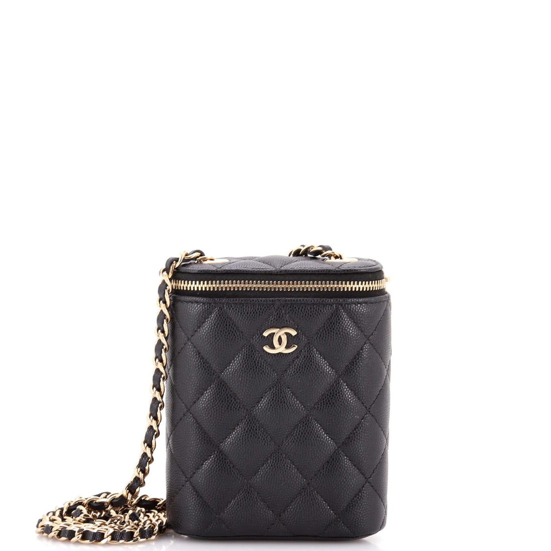 Chanel Vertical Classic Caviar Small Quilted Chain Vanity Case (1 of 6)