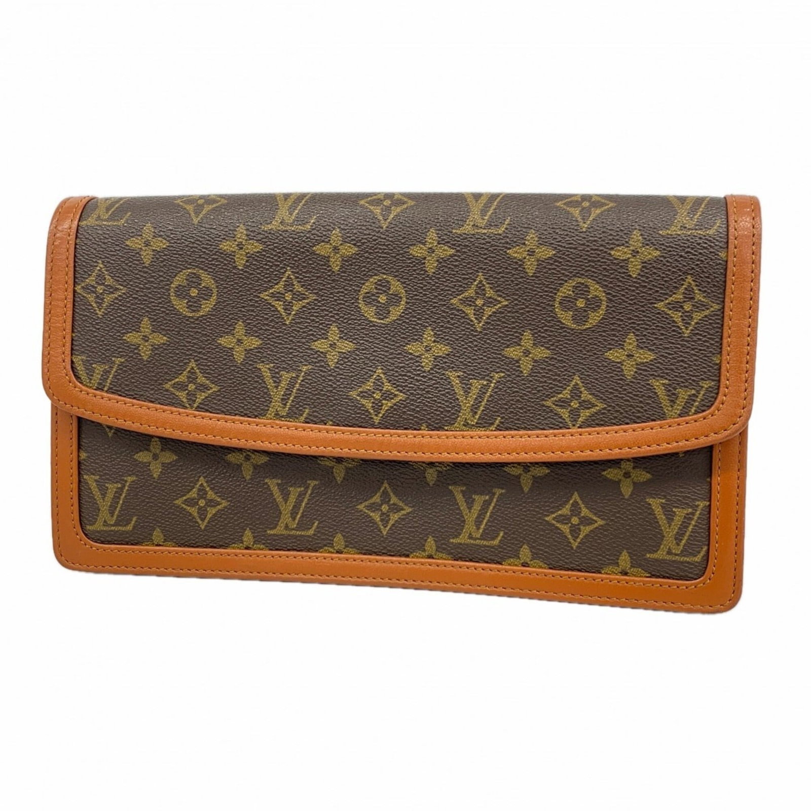 Louis Vuitton Pochette Clutch: Louis Vuitton Pochette Clutch A timeless piece from the iconic Louis Vuitton brand, this brown Pochette Clutch exudes classic elegance with its signature monogram pattern and structured design. With