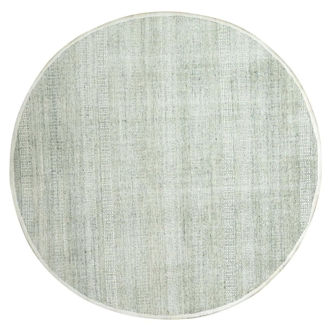 12'x12' Gray Natural Wool Rug Distressed Oxidized Grass Design Round: 12'x12' Gray Natural Wool Rug Distressed Oxidized Grass Design Round Experience the timeless beauty of India's traditional craftsmanship with this stunning 12'x12' gray natural wool rug, hand-knotted