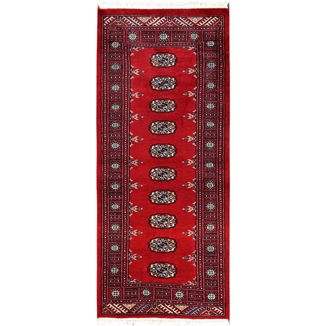 2'7"x6'3" Red Princess Bokara Tribal Medallions Rug Soft Wool Hand Knotted (1 of 7)