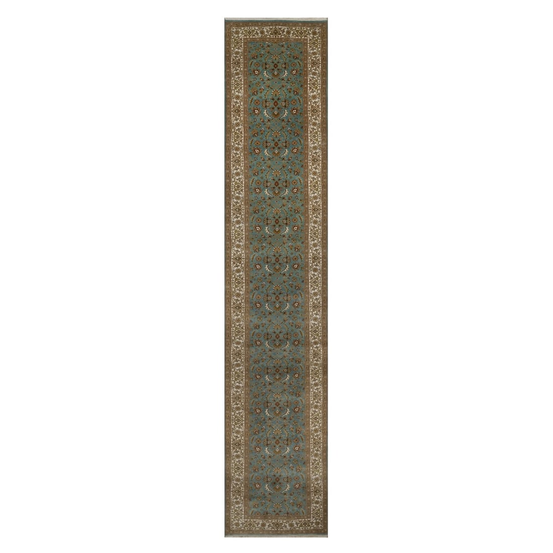 3'1"x16' Blue Tebraz Revival Hand Knotted New Zealand Wool 300 KPSI Runner (1 of 8)