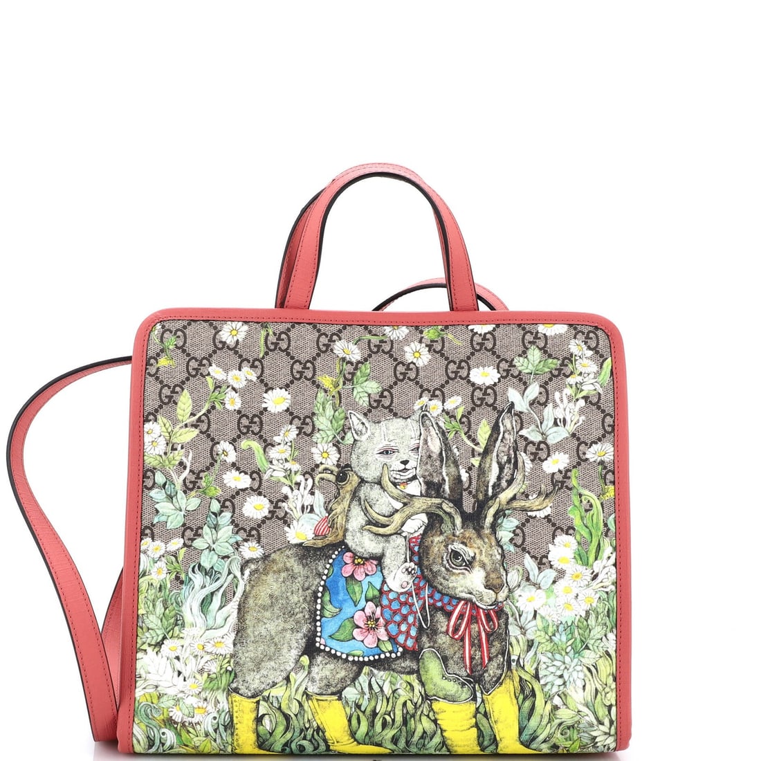 Gucci x Yuko Higuchi Rabbit Kid's Tote Printed GG Coated Canvas: Gucci x Yuko Higuchi Rabbit Kid's Tote Printed GG Coated Canvas A sweet and stylish Gucci x Yuko Higuchi rabbit tote for the little ones, boasting vibrant pink hues and iconic GG logo details on a
