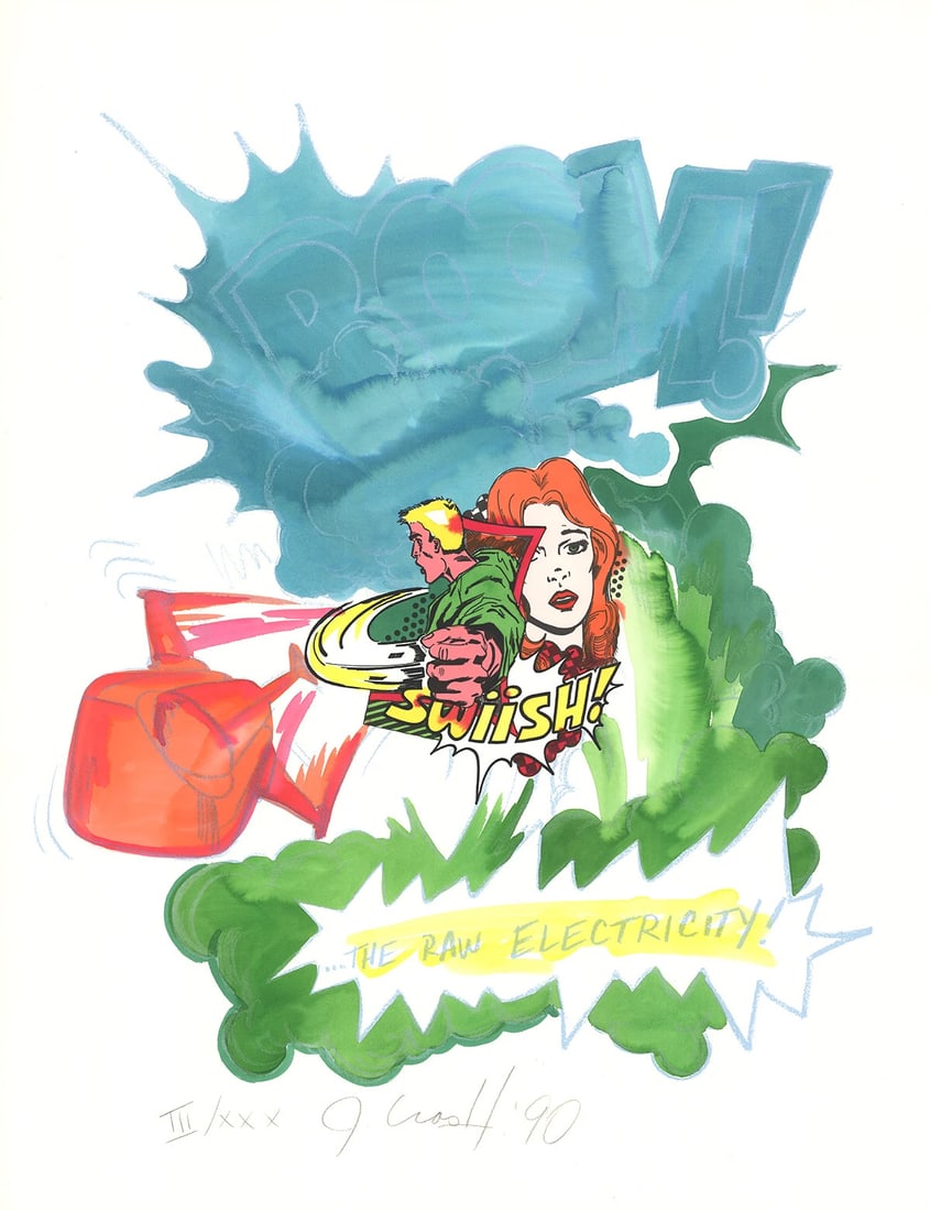 JOHN MATOS AKA CRASH The Raw Electricity SIGNED 40.25" x 31" Serigraph 1990 Pop (1 of 18)