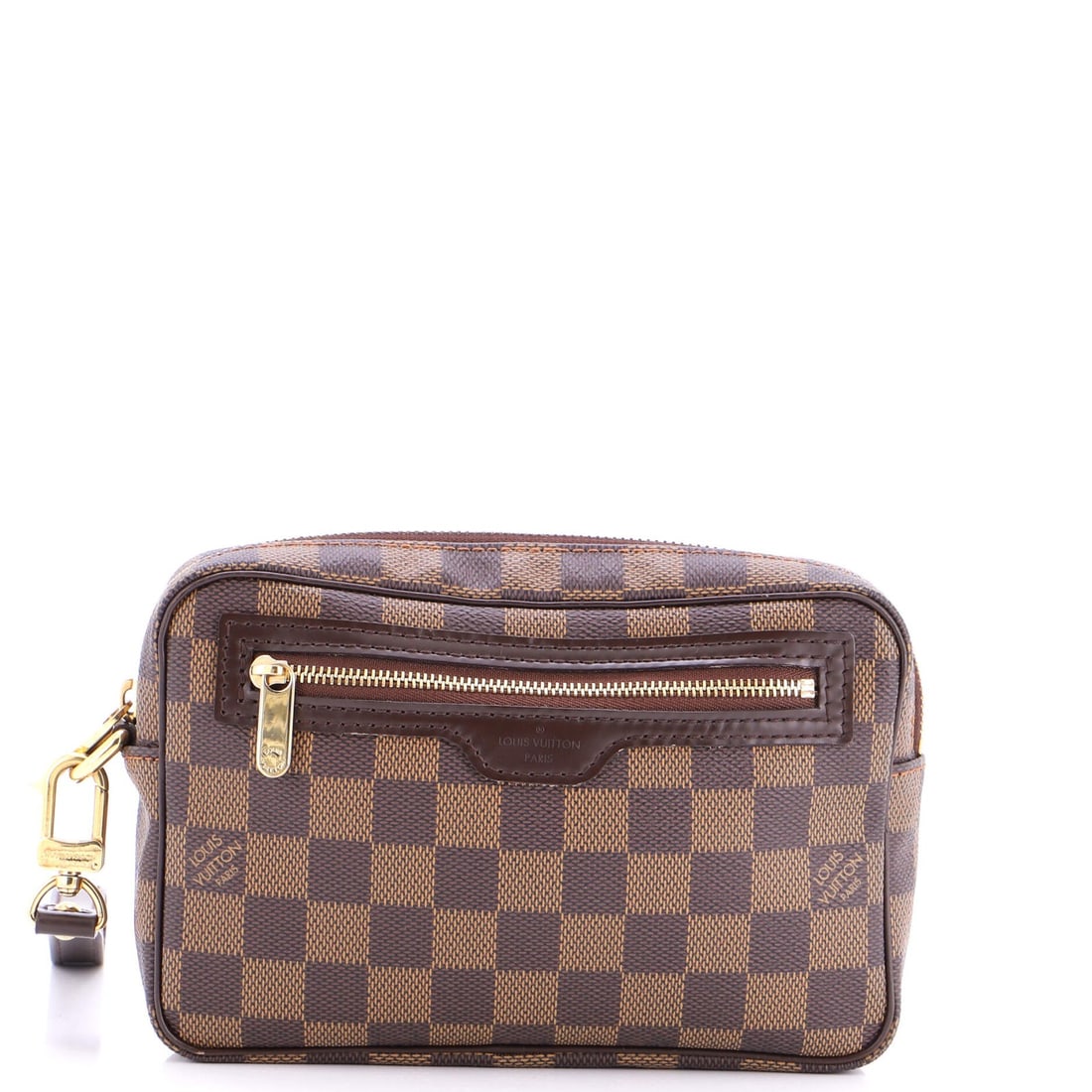 Louis Vuitton Pochette Damier: Louis Vuitton Pochette Damier A timeless classic, the Louis Vuitton Pochette Damier exudes elegance with its iconic Damier canvas pattern and rich brown hue. This stylish clutch boasts a sturdy