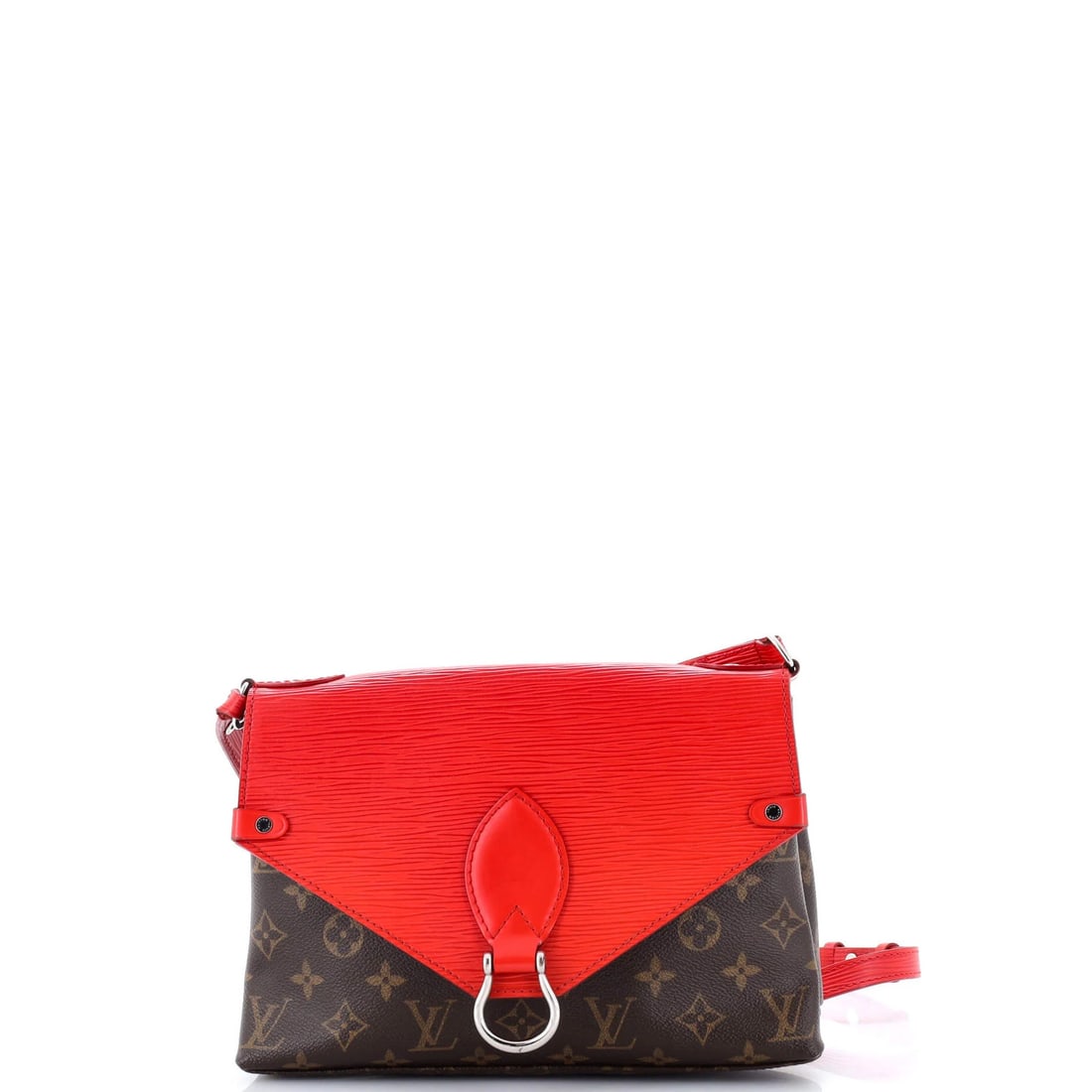 Louis Vuitton Saint Michel Handbag Monogram Canvas and Epi Leather: Louis Vuitton Saint Michel Handbag Monogram Canvas and Epi Leather A stunning Louis Vuitton Saint Michel handbag in bold red monogram canvas and Epi leather, this iconic shoulder bag boasts the signat