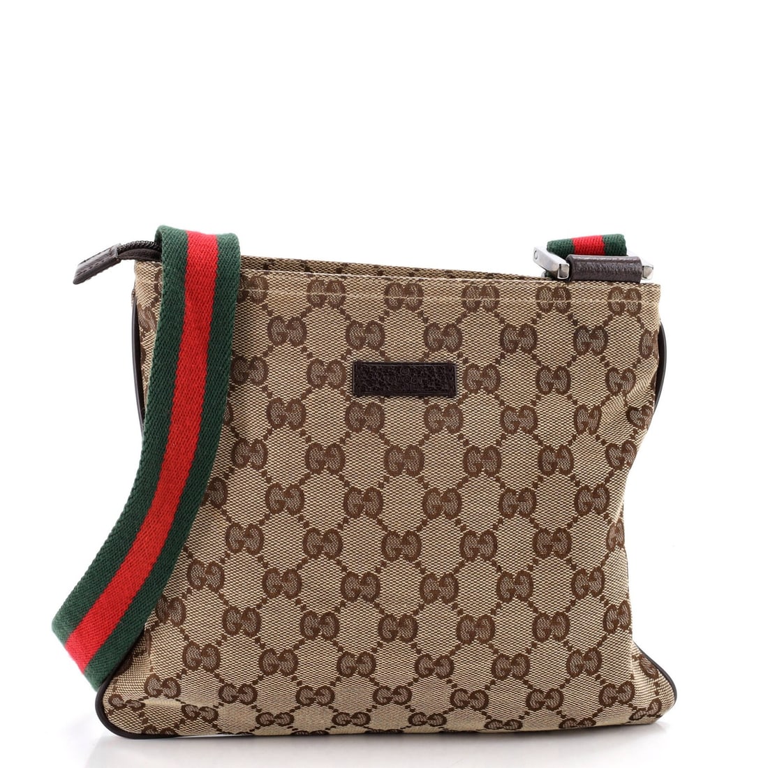 Gucci small canvas messenger bag with web strap and zip. (1 of 6)