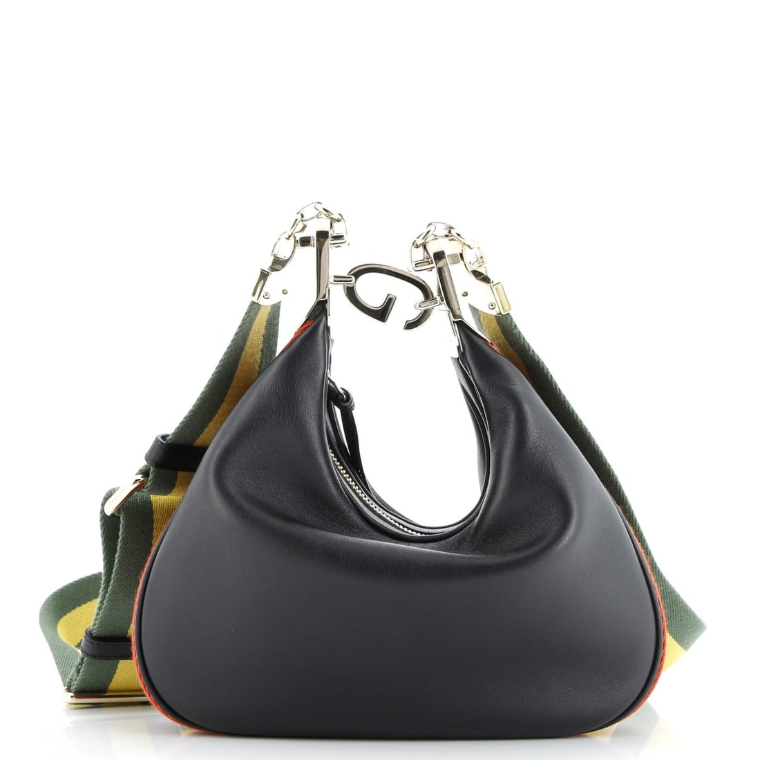 Gucci leather small shoulder bag: Gucci leather small shoulder bag Elevate your everyday style with this sleek Gucci leather small shoulder bag, boasting a chic black faux leather exterior and neutral interior. The perfect blend of