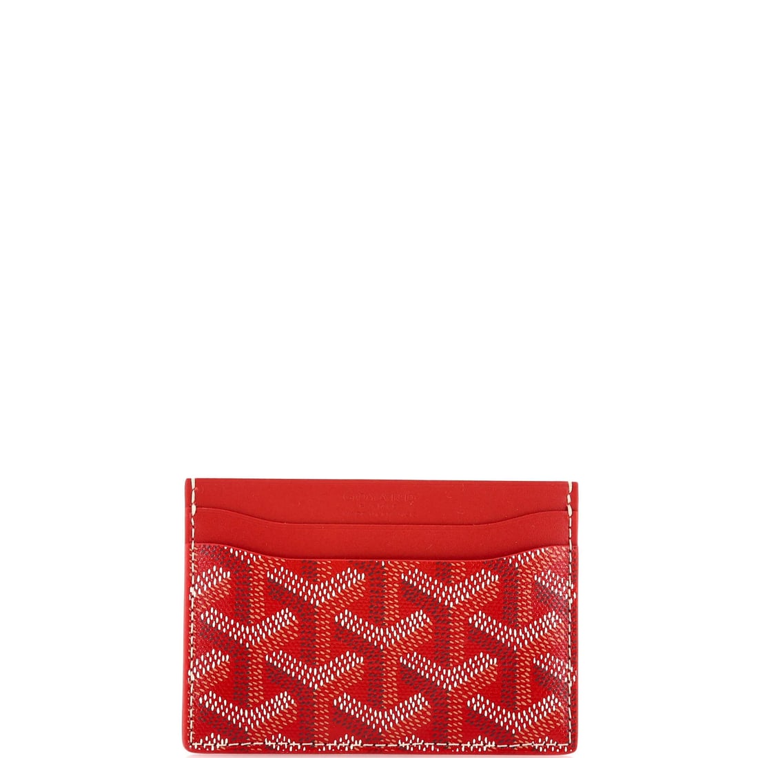 Goyard canvas card holder for Saint Sulpice Coated: Goyard canvas card holder for Saint Sulpice Coated A stylish and durable Goyard Saint Sulpice card holder in rich red, crafted from high-quality coated canvas that adds a touch of sophistication to