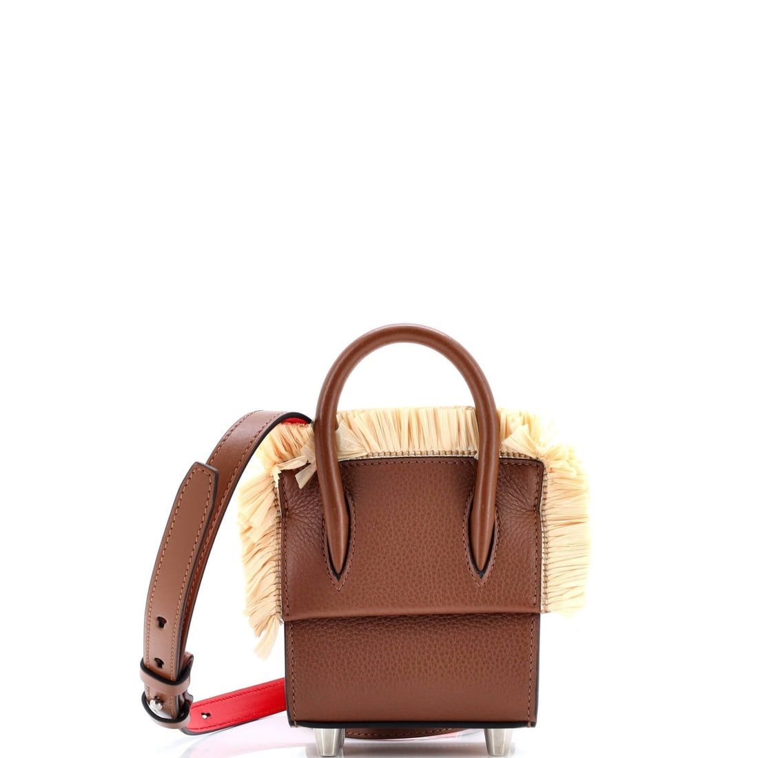 Christian Louboutin Paloma Tote Leather with Raffia Nano: Christian Louboutin Paloma Tote Leather with Raffia Nano The Christian Louboutin Paloma Tote Leather with Raffia Nano is a stylish and functional shoulder bag that exudes luxury. With its
