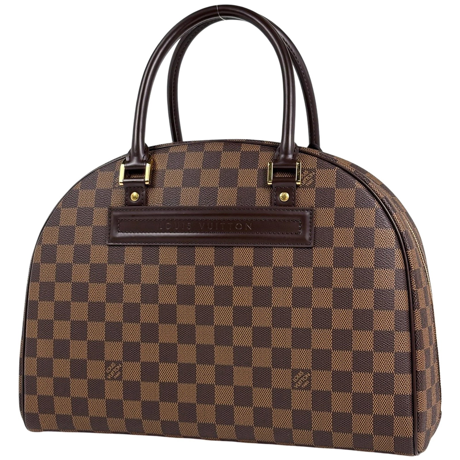 Louis Vuitton Boston Damier Canvas Handbag: Louis Vuitton Boston Damier Canvas Handbag Experience the timeless elegance of Louis Vuitton's iconic Boston bag, crafted from durable Damier canvas and boasting a classic brown hue that exudes