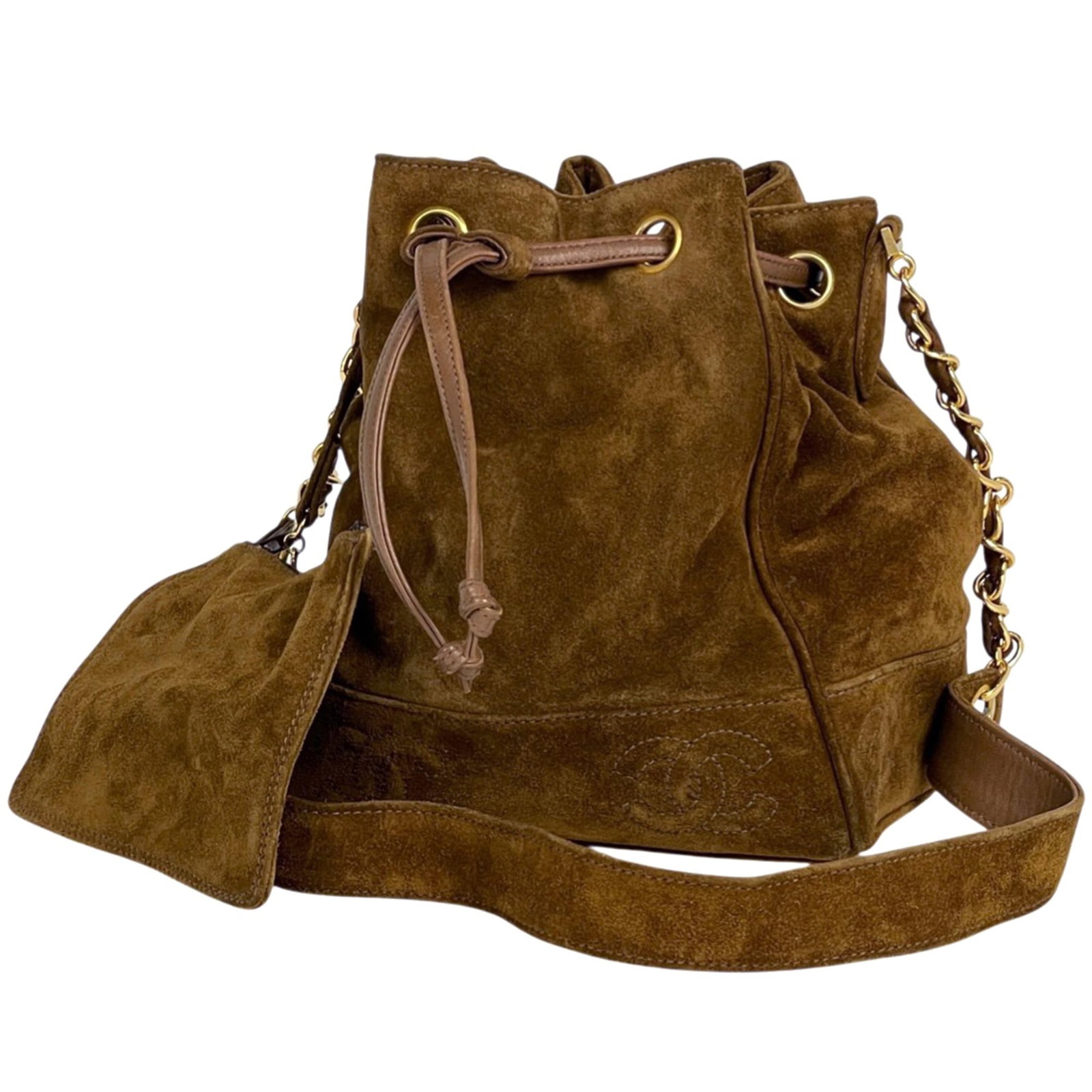 Chanel Suede Shoulder Bag: Chanel Suede Shoulder Bag A timeless Chanel Suede Shoulder Bag in rich brown, perfect for adding a touch of classic sophistication to any outfit. With its spacious interior and sleek design, this bag