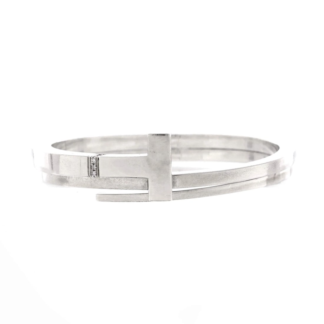 Tiffany & Co. T Square Wrap Bracelet Sterling Silver with Diamonds (1 of 4)
