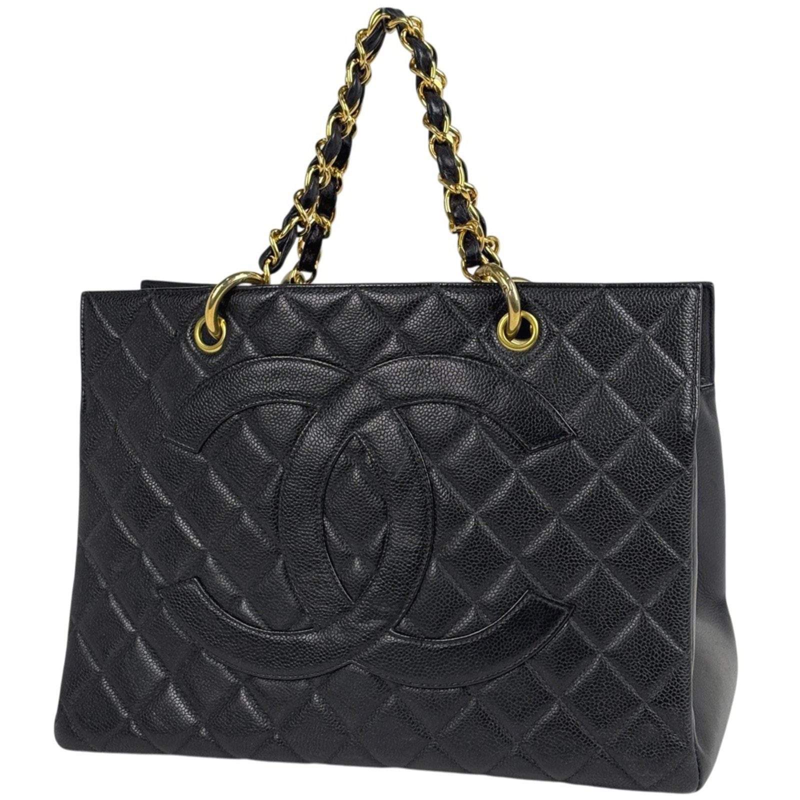 Chanel Handbag, Tote Bag Grained Calfskin: Chanel Handbag, Tote Bag Grained Calfskin A timeless Chanel tote in black, crafted from rich grained calfskin that develops a beautiful patina with age. With its classic design and substantial size, t